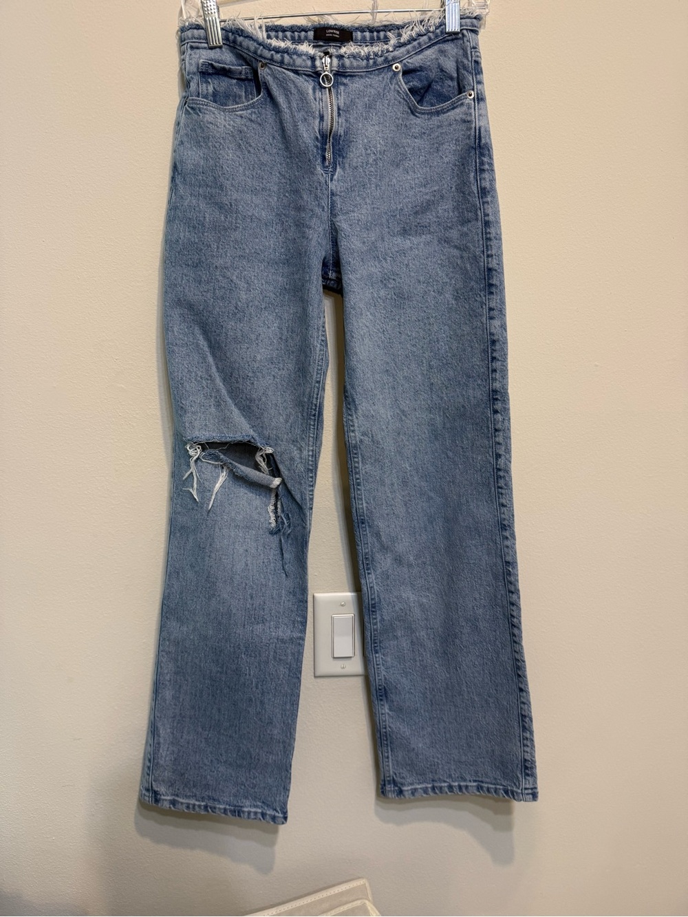 Hollister Light Blue Wide Leg Jeans with Distressed Knee